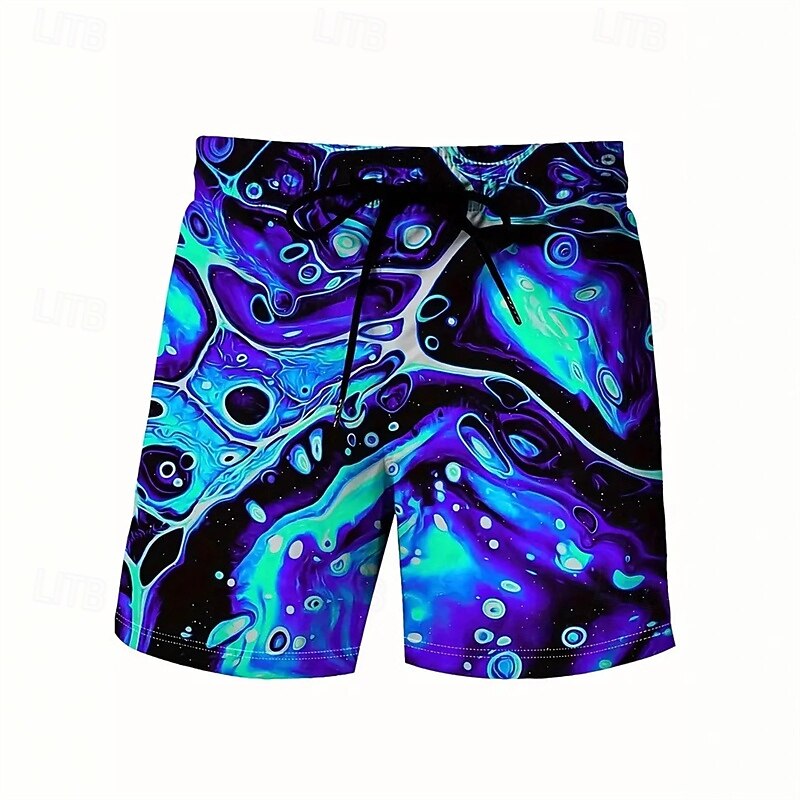 Men's Swim Trunks Swim Shorts 4-Way Stretch Fabric Board Shorts Bottoms Drawstring with Pockets Swimming Surfing Beach Water Sports Printed Summer Spring2
