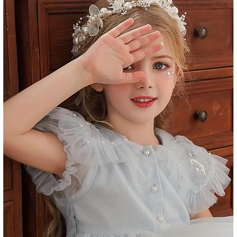 Kids Girls' Hair Accessories Flower Wreath Active Sweet Party Birthday Floral White Pink4