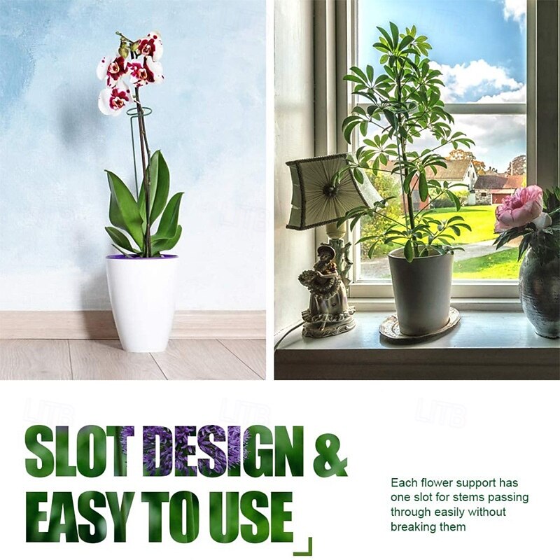 5 Packs of Metal Plant Support Stakes, Plant Stakes for Flowers, Single Stem Plant Support Ring Hoop,Plant Support Cages for Potted Plants Tomato Rose Vine4