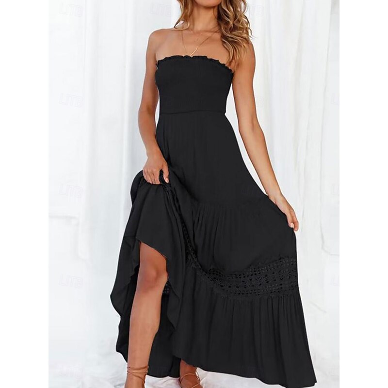 Women's Long Dress Maxi Dress Casual Dress Chiffon Dress Summer Dress Elegant Stylish Casual Vacation Daily Beach Regular Fit Plain Sleeveless Halter Neck Black White Yellow Green Summer
