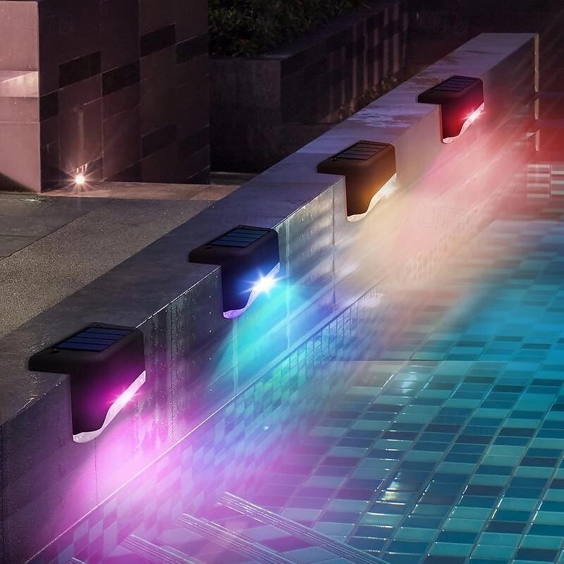 16 Pcs outdoor solar wall lights, step decks, stairs, fences, courtyards, gardens, path lights, warm light, white light, colorful light3