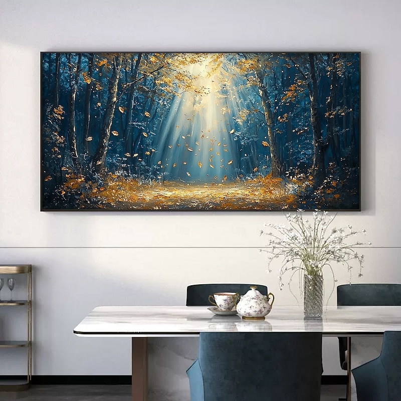 Handmade Original Green Forest Painting Oil Painting On Canvas Abstract Tree Scenery Wall Art for Home Decor With Stretched Frame/Without Inner Frame Painting2