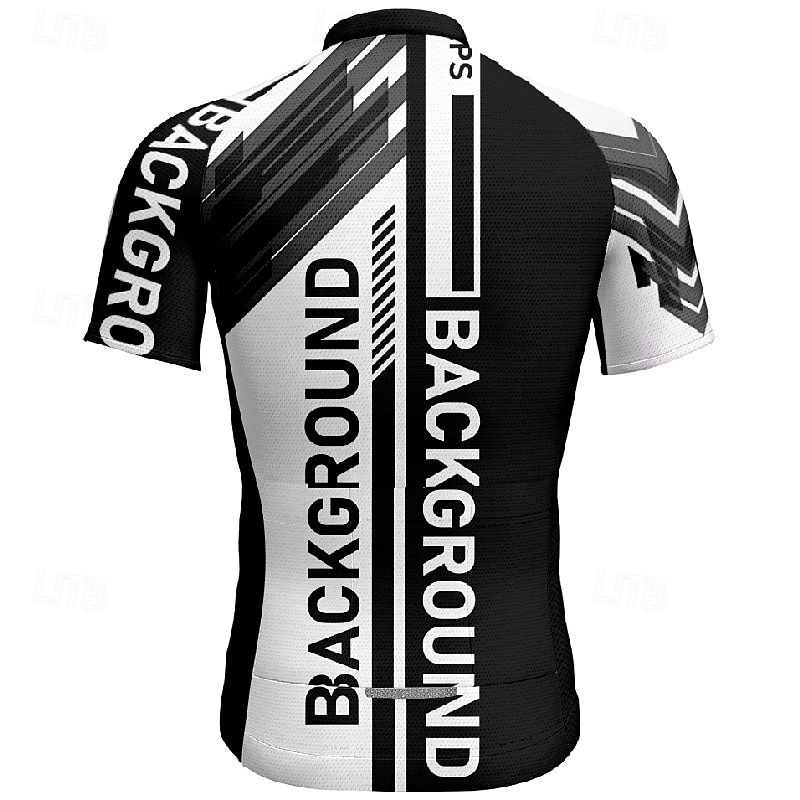 Men's Cycling Jersey Geometric Letter & Number Short Sleeve Bike Tee Tshirt Jersey with 3 Rear Pockets Mountain Bike MTB Quick Dry Anatomic Design Wicking Breathable Sports Black Clothing Apparel2