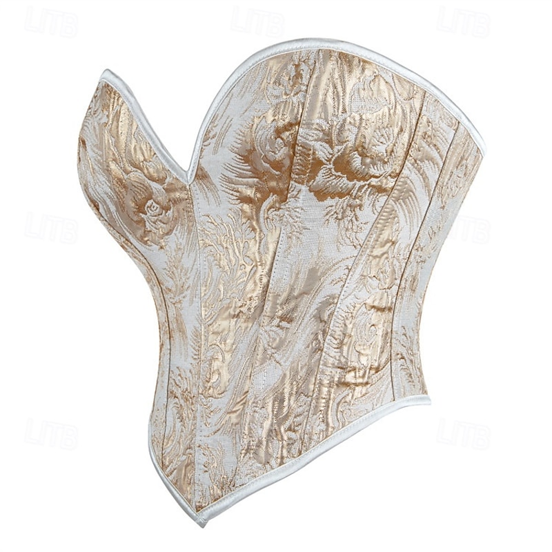 Retro Vintage Medieval Renaissance Corset Vest Bustier 13 Bones Floral Jacquard Sweetheart Neck Fancy Dress Women's Celtic Fantasy Royal Halloween Carnival Party Casual Daily LARP Adults' Corset3