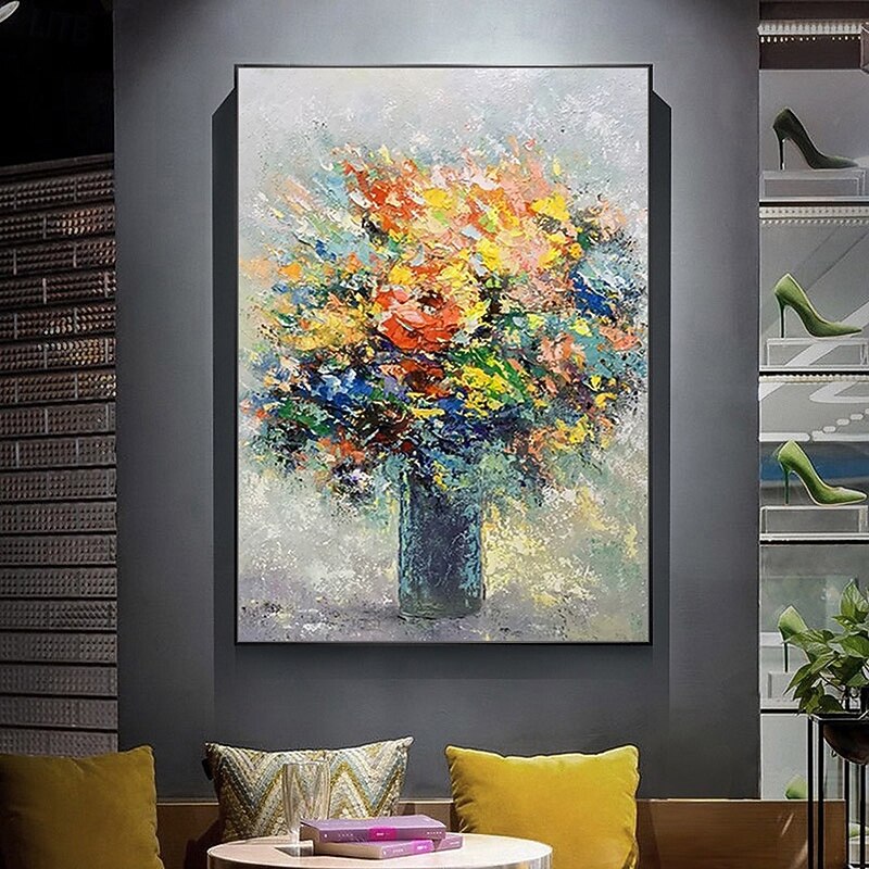 Mintura Handmade Abstract Texture Flowers Oil Paintings On Canvas Wall Art Decoration Modern Picture For Home Decor Rolled Frameless Unstretched Painting3