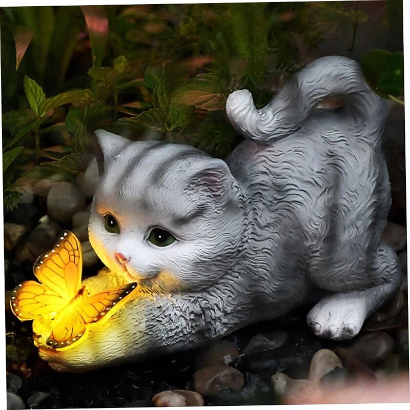 Solar Cute Simulation Cat Garden Light, Outdoor Waterproof Resin Crafts, Creative Animal Home & Patio Decoration2