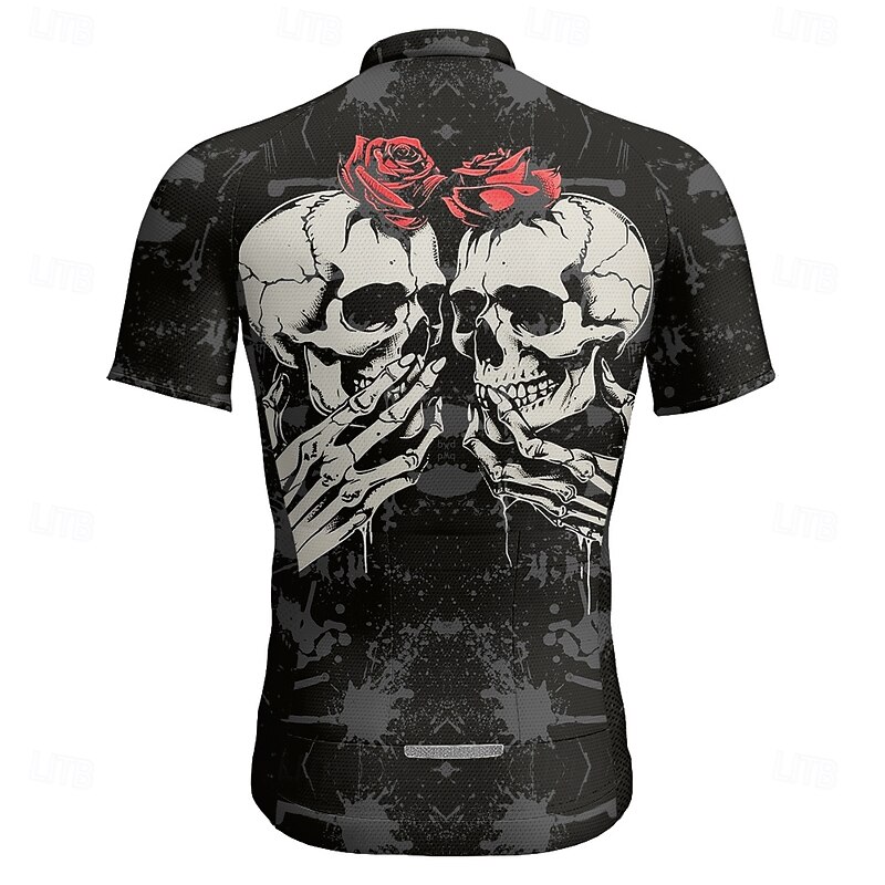 Men's Cycling Jersey Skull Short Sleeve Bike Tee Tshirt Jersey with 3 Rear Pockets Mountain Bike MTB Quick Dry Anatomic Design Wicking Breathable Sports Black Clothing Apparel3