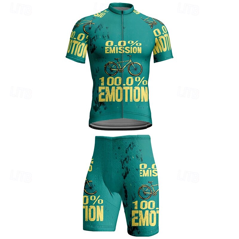 Men's Cycling Jersey with Shorts Stripes Letter & Number Short Sleeve Bike Clothing Suit with 3 Rear Pockets Mountain Bike MTB Road Bike Cycling Front Zipper Sweat wicking Comfortable Breathable