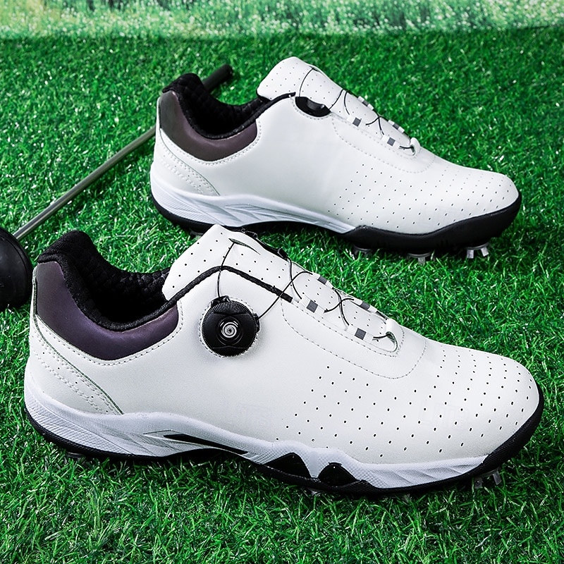 Men's White Golf Shoes with BOA Lacing System, Spiked Sole, Breathable Upper for Comfort and Stability on the Golf Course3