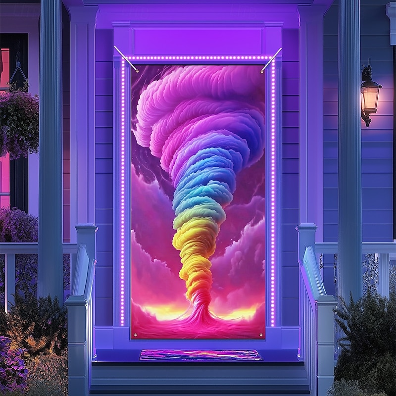 Blacklight Door Decorations Door Covers Glow in the Dark Tornado Door Tapestry Door Curtain Decoration Backdrop Indoor/Outdoor Door Banner for Front Door Farmhouse4