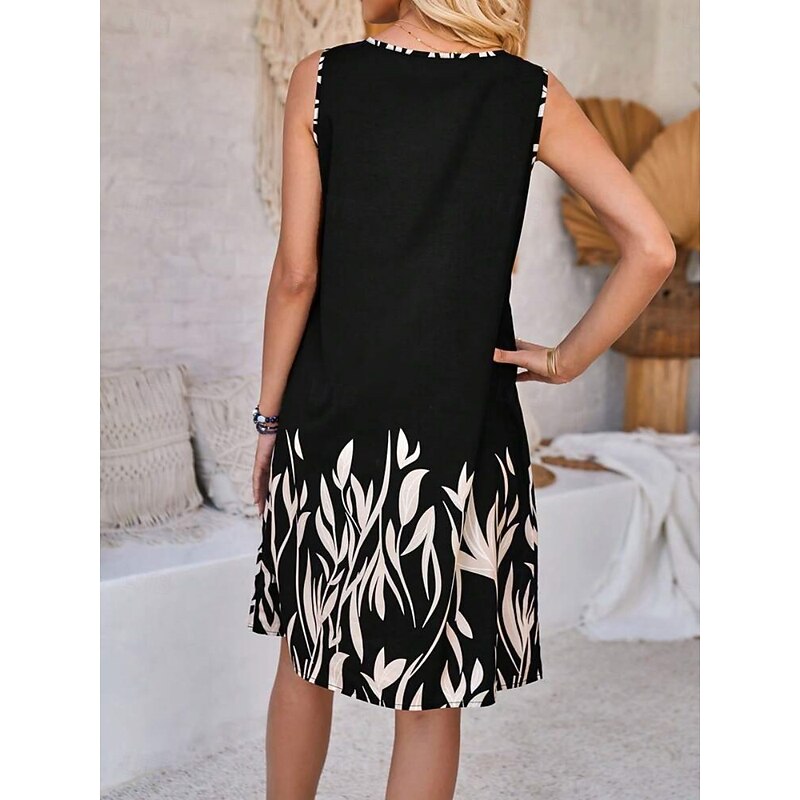 Women's Mini Dress Casual Dress Tank Dress Stylish Casual Vacation Daily Regular Fit Floral Short Sleeve Crew Neck Black Red Green Summer2