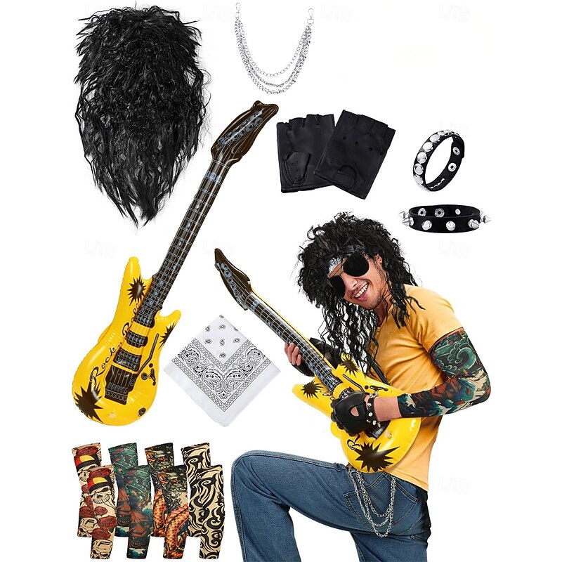 Retro Vintage 1980s Fancy Cosplay Costume Outfits Pop Star Rocker Fancy Dress Men's Masquerade Party Pride Parade Pride Month Adults' 1 Bracelet Sleeves Gloves