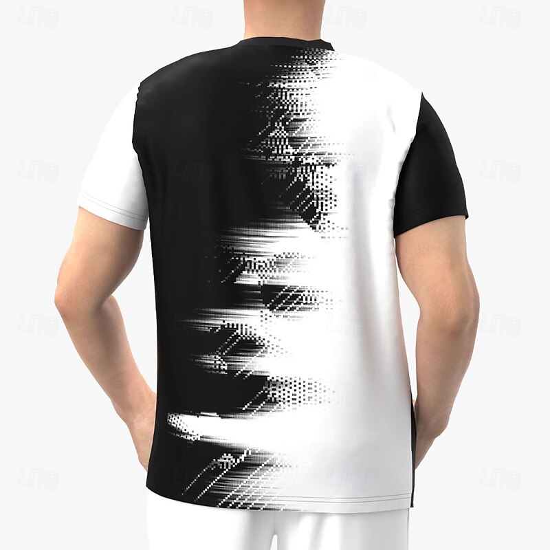 Men's Ombre Gradient T Shirt Short Sleeve T shirt 3D Print Crew Neck Shirt Fashion Daily Street Daily Black / White Summer Spring Clothing Apparel S M L XL XXL XXXL2