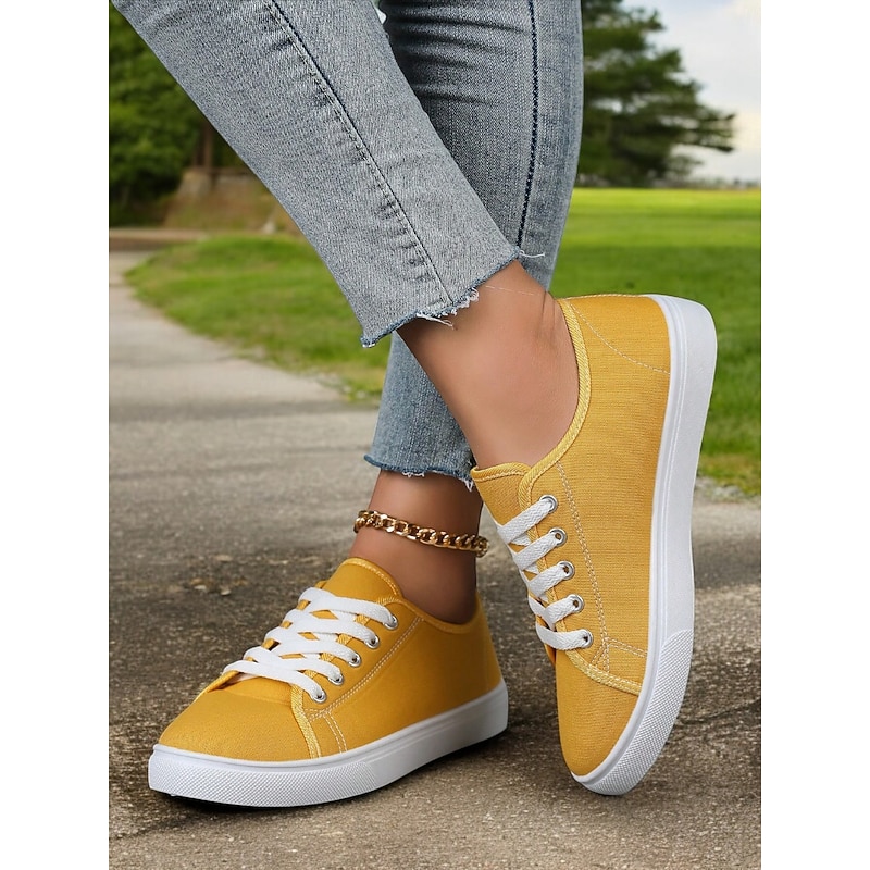 Canvas Lace-Up Sneakers for Women – Classic and Comfortable Sneakers for Everyday Wear, Perfect for Casual Outings and Weekend Adventures3