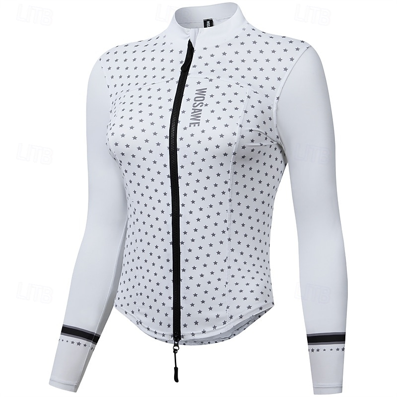 Women's Cycling Jacket Cycling Jersey Color Block Long Sleeve Bike Jersey Raincoat with 3 Rear Pockets Mountain Bike MTB Quick Dry Breathable Sports White Pink Clothing Apparel4