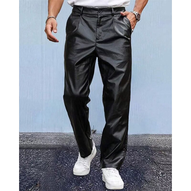 Men's Trousers Casual Pants Lederhosen Pocket Plain Comfort Outdoor Daily Fashion Casual Black Micro-elastic3