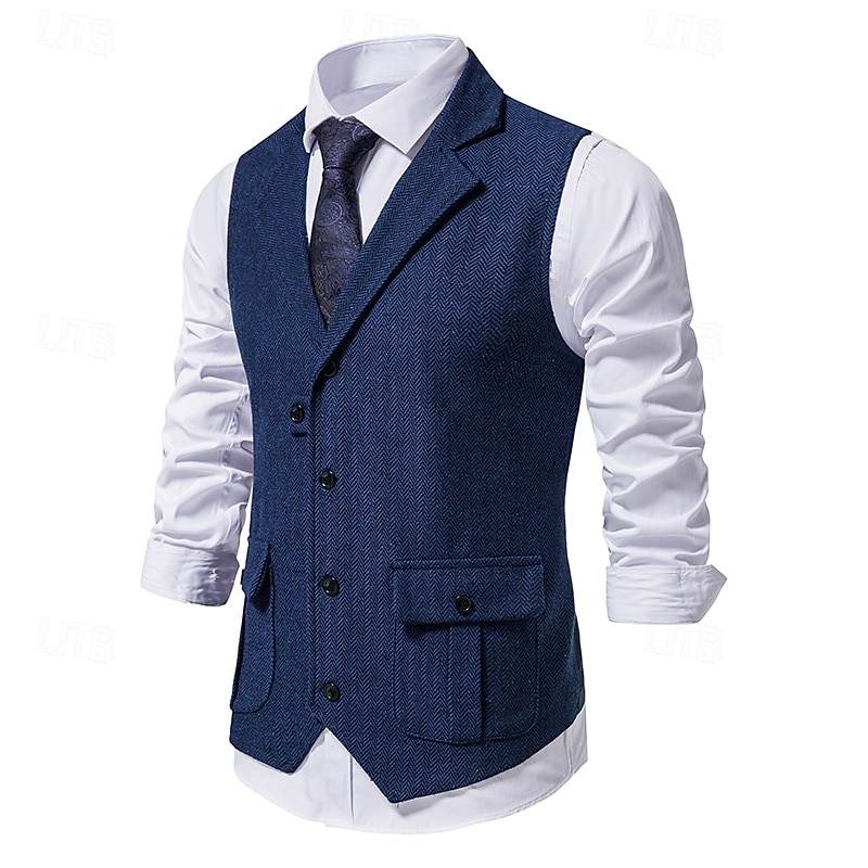 Classical Retro Vintage 1920s Vest Waistcoat The Great Gatsby Fancy Dress Men's Carnival Masquerade Wedding Party Wedding Guest Adults' Vest Spring Fall4