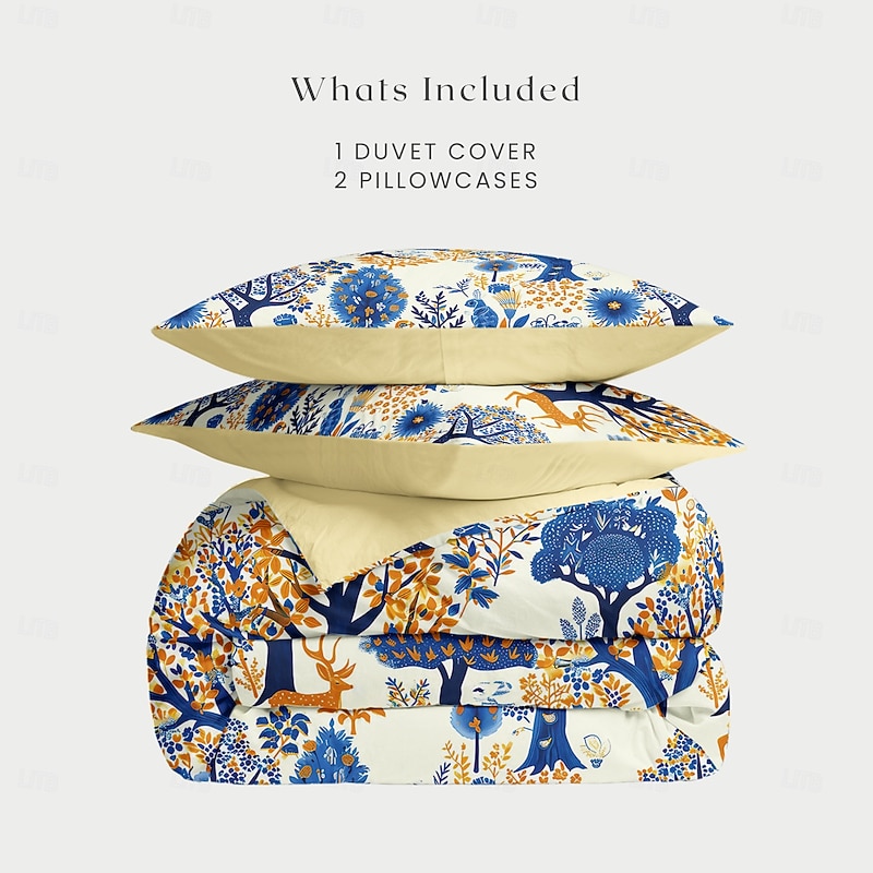 100% Cotton Duvet Cover Set Tree Pattern Set Soft 3-Piece Luxury Bedding Set Home Decor Gift King Queen Duvet Cover2