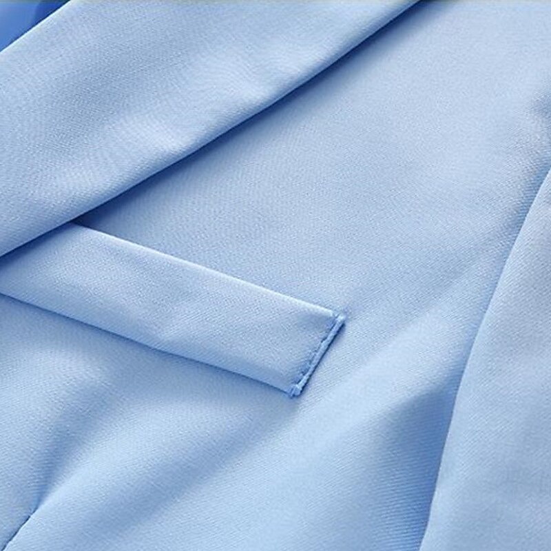 Men's Blazer Business Cocktail Party Wedding Party Fashion Casual Spring Autumn / Fall Linen Plain Pocket Buttons Comfortable Single Breasted Blazer Black Yellow Navy Blue Sky Blue3