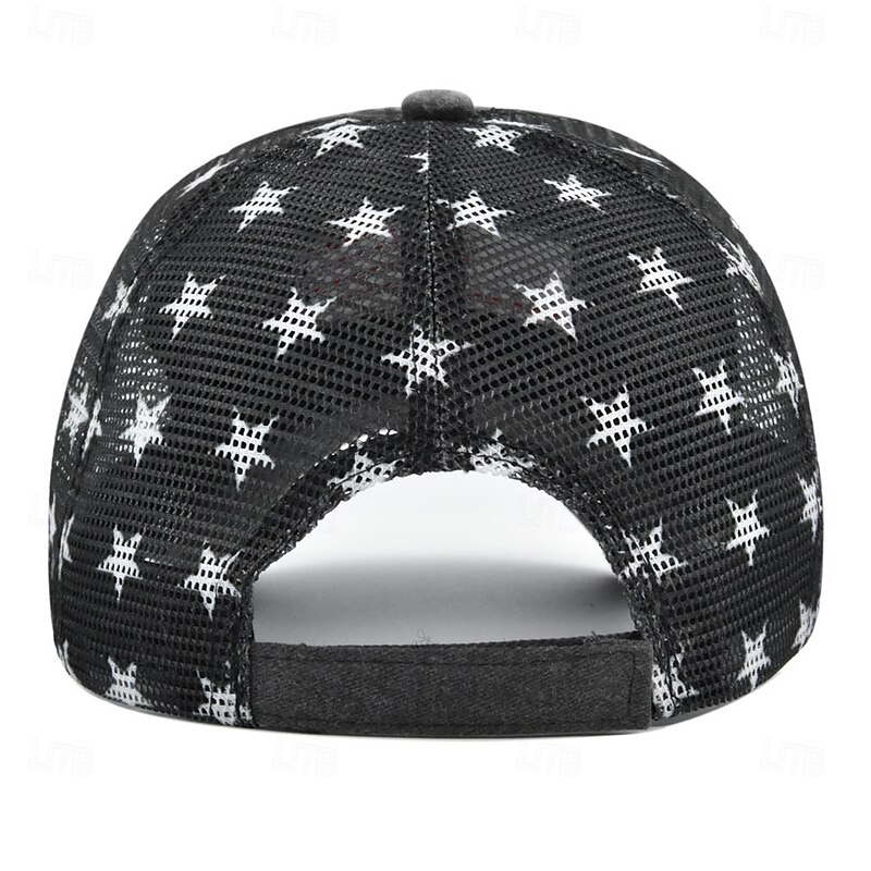 Men's Baseball Cap Sun Hat Trucker Hat Mesh Cap Black Wine Cotton Adjustable Fashion Daily Wear Festival Letter Stars Casual / Daily2