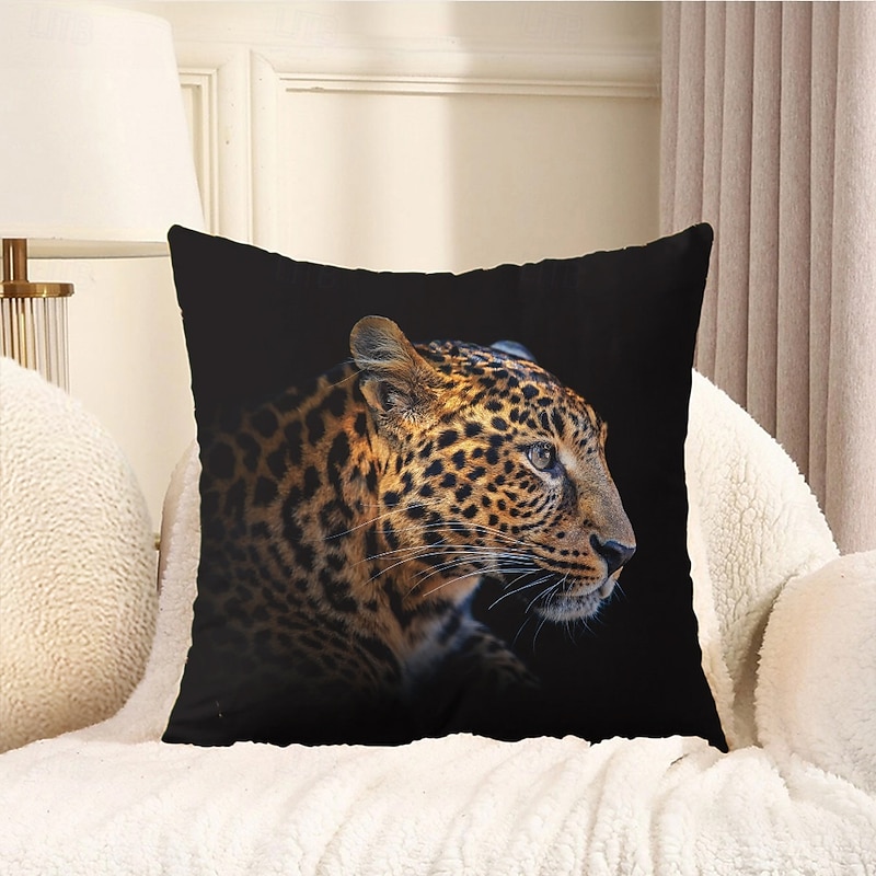 Leopard Pattern Decorative Toss Pillows Cover 1PC Soft Square Couch Cushion Case Pillowcase for Bedroom Livingroom Sofa Chair4