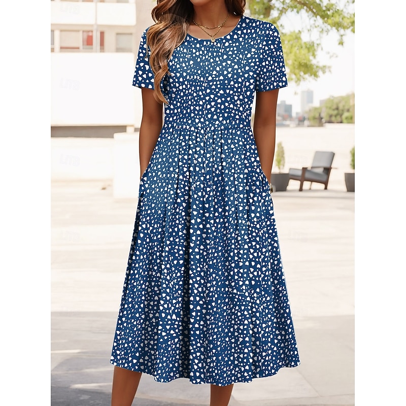 Women's Mini Dress Petite Dress T Shirt Dress Tee Dress A Line Dress Summer Dress Vacation Stylish Casual Vacation Daily Regular Fit Graphic Polka Dot Short Sleeve Crew Neck Red Blue Green