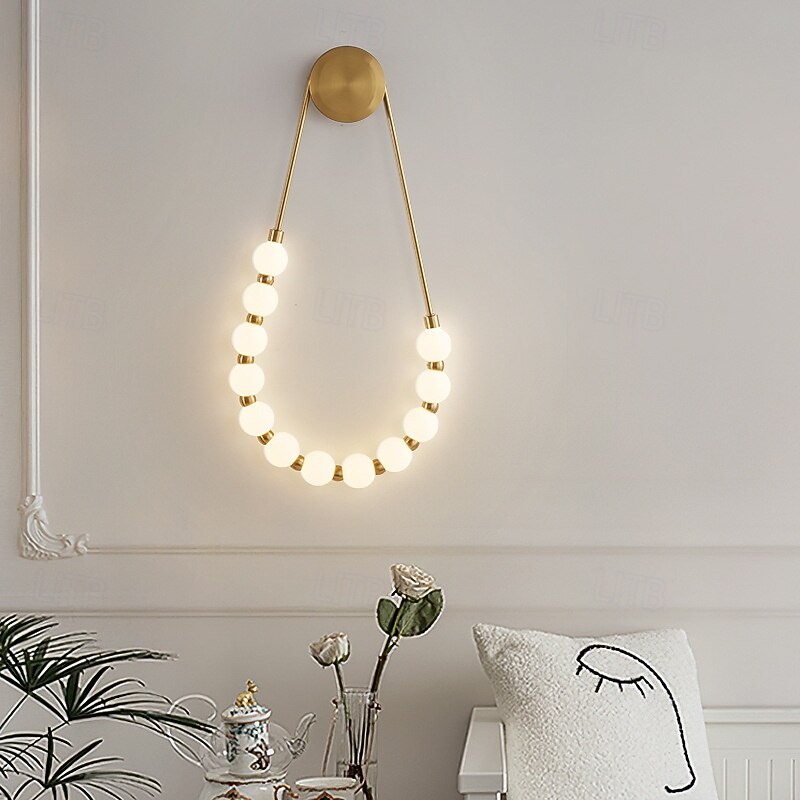 Gold Finish U Shape Necklace 10 Acrylic Beads Light Wall Lamp Lighting Sconce Fixture 110-240V 10W3