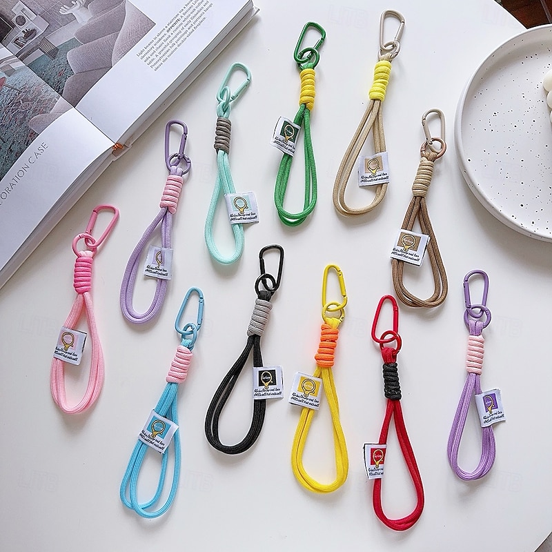 1pc Short Colorful Braided Mobile Phone Rope Decorative Fashion Camera Anti-Loss Rope Mobile Phone Rope Bag Accessories Keychain Suitable for Daily Decoration Travel and Vacation
