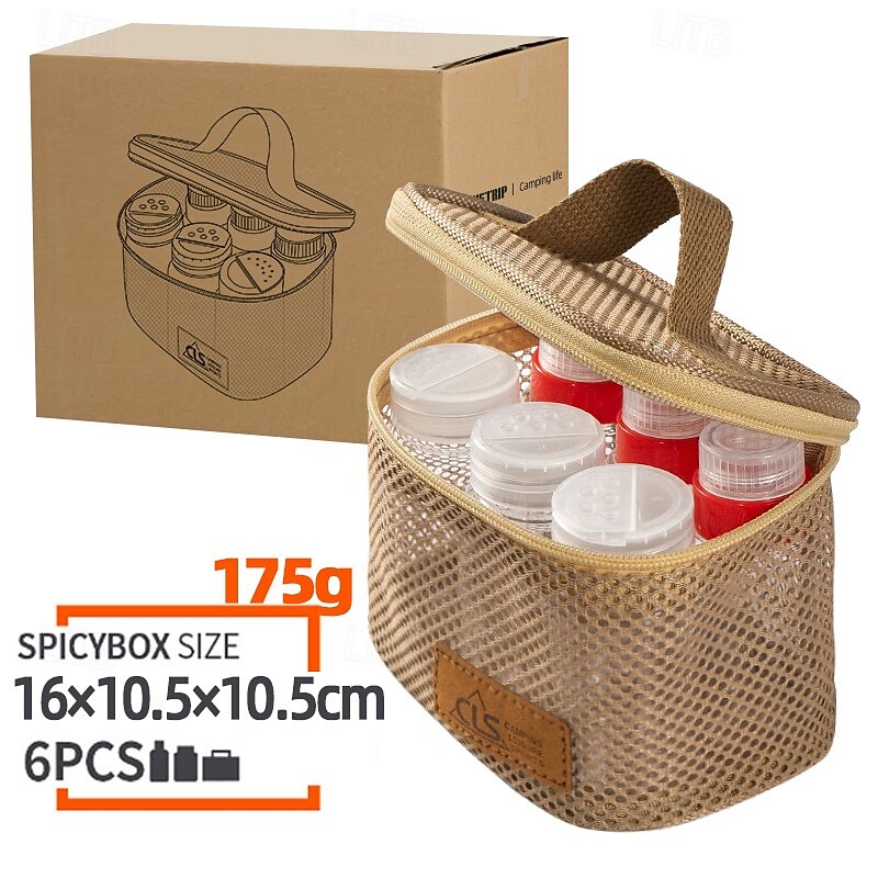 6-Piece Set Travel Spice Kit Spice Containers for Camping Portable Spice Kit Camping Salt Pepper Shakers Camping Spice Containers Seasoning Storage with Bag for Home Kitchen Camping BBQ Traveling 11