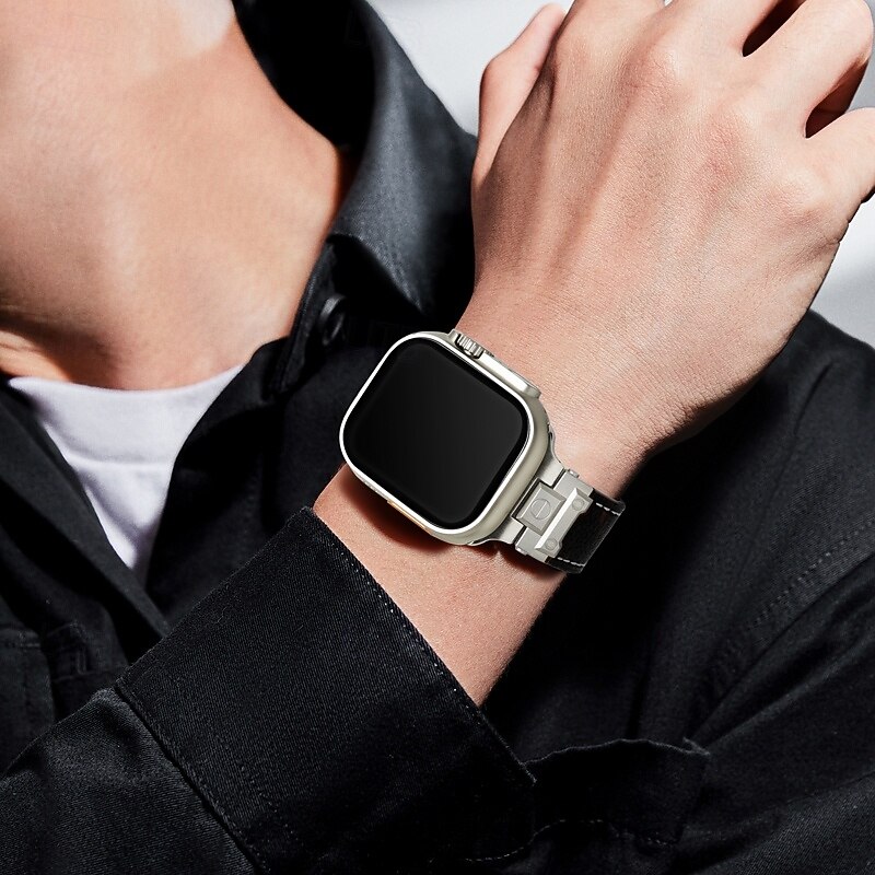 Solo Loop Compatible with Apple Watch band 38mm 40mm 41mm 42mm 44mm 45mm 49mm Adjustable PU Leather Strap Replacement Wristband for iwatch Ultra 2 Series 9 8 7 SE 6 5 4 3 2 12