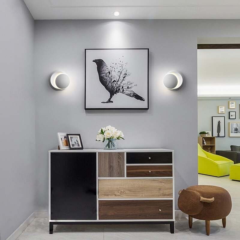 LED Wall Lamp 360 Degree Rotatable Round Crescent Wall Light Night Light Creative Modern Bedside Lamp for Living Room Bedroom Hallway Aisle Corridor 110-240V 5W3