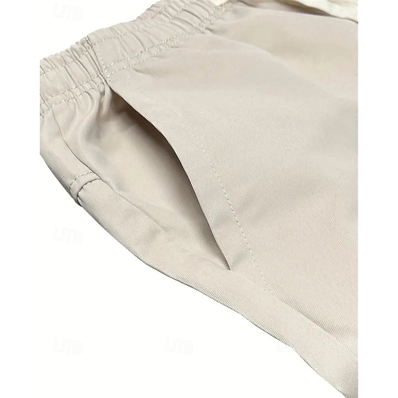 Men's Cargo Shorts Summer Shorts Capri shorts Drawstring Elastic Waist Multi Pocket Plain Comfort Wearable Calf-Length Outdoor Sport Daily Fashion Casual Black Khaki4