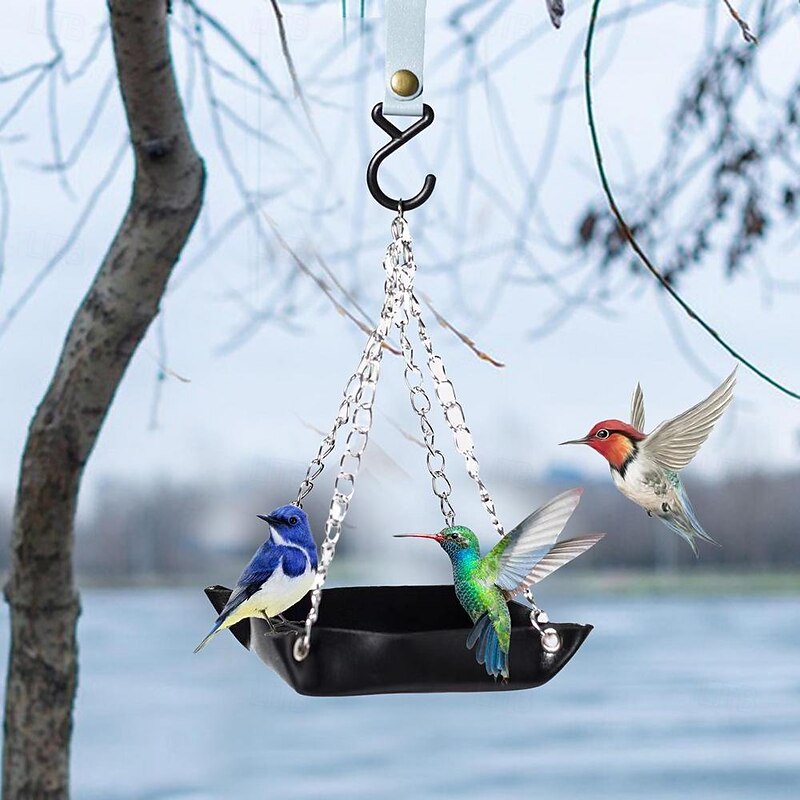 Bird Feeder Tray Large Platform Bird Feeder PU Leather Tray Hummingbird Feeder Plate for Bird Feeding Outdoor Garden Decoration Backyard kindly3