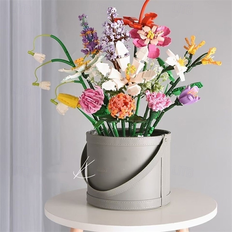 Flowers Bouquet Building Sets-Flowers Bouquet Botanical Building Blocks Toy Artificial Flowers Home Decor Valentine Mother's Day Birthday Gifts for Adults Girls