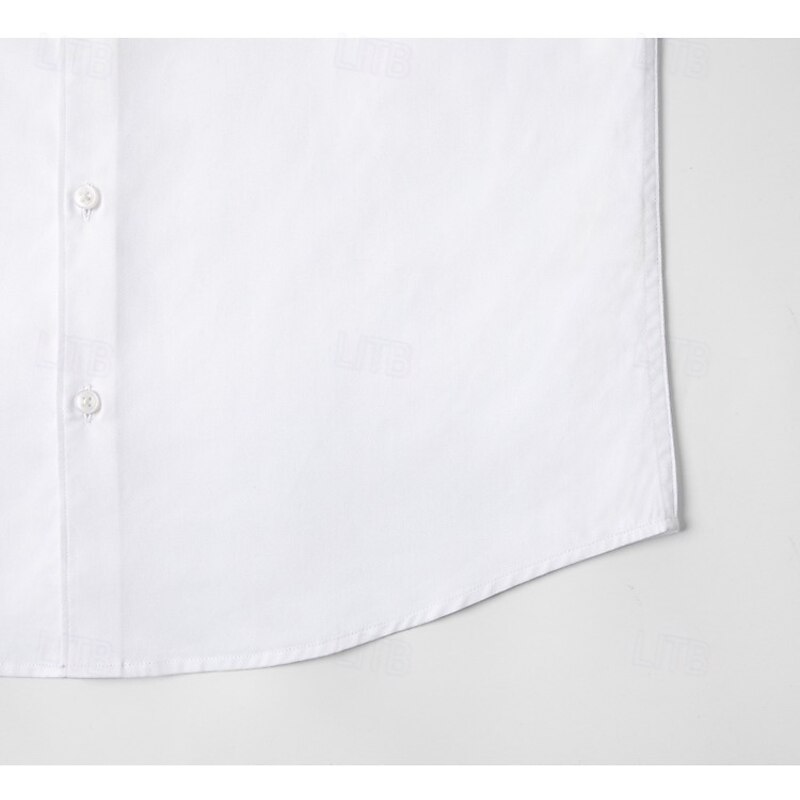 Men's Casual Summer Shirt Homecoming Standard Fit Long Sleeve Lapel Solid Color Polyester Black White Pink 20254