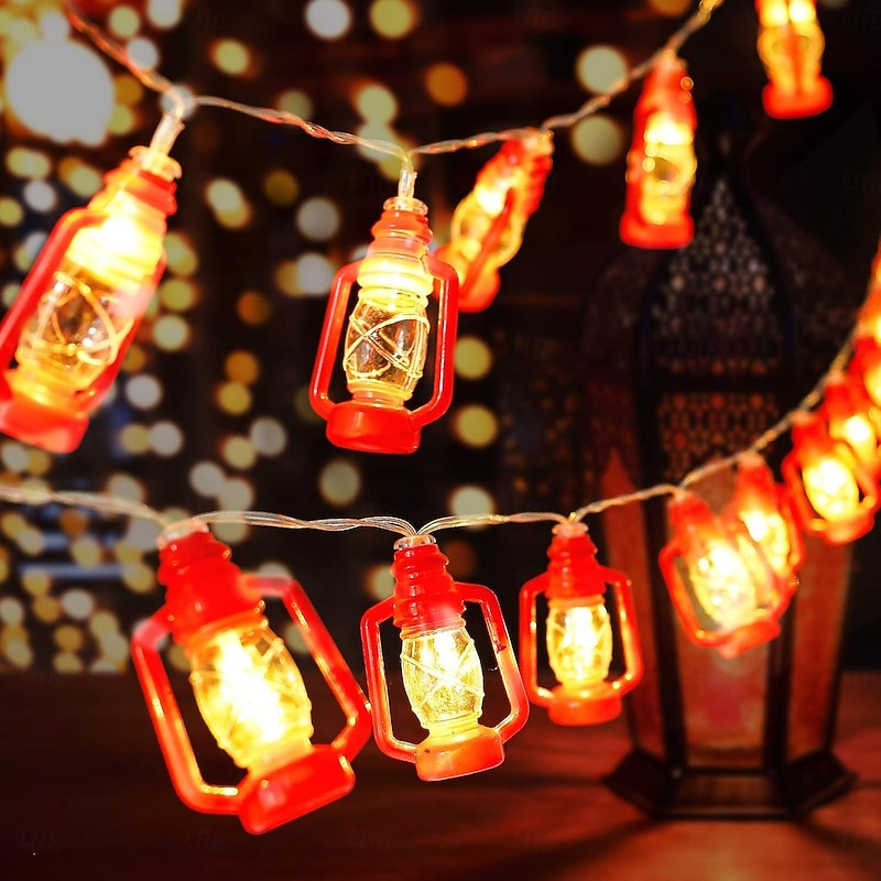 20/40LED Retro Light String Lights for Bedroom Bedroom Garden Festival Home Indoor Ramadan Festival Decoration Mini Kerosene Lamp String (Warm Light)