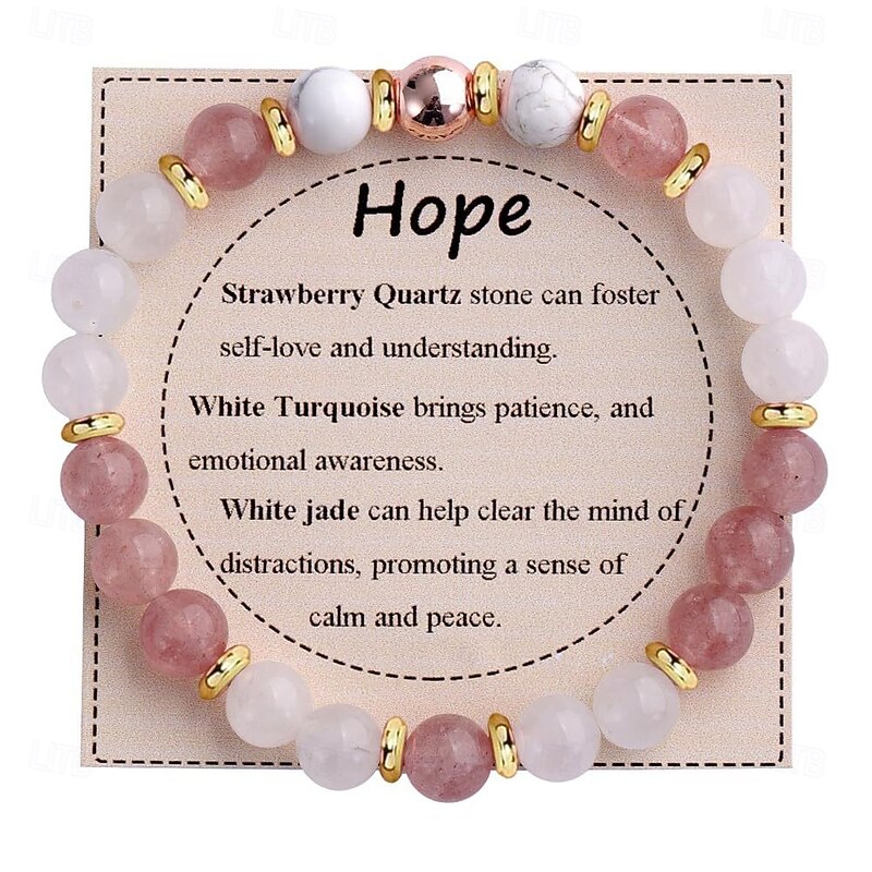 Natural Stone Color Texture Random - Natural Stone Bracelet, Jewelry & Card Valentine's Day Gift - for Women, Teenage Girls, Good Luck, Self-love, Christmas Birthday Gift for Mom, Daughter, Sister and4