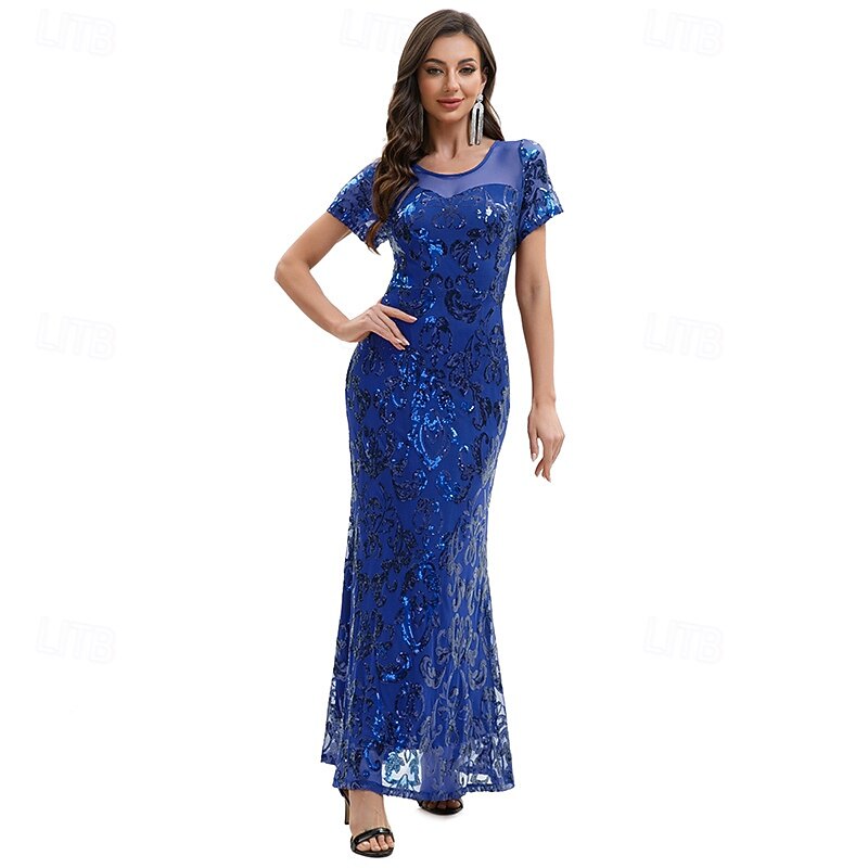 1920s Vintage Inspired Long Length Flapper Dress The Great Gatsby Sequin Round Neck Fancy Dress Women's Halloween Carnival Birthday Party Party & Evening Adults' Dress All Seasons4