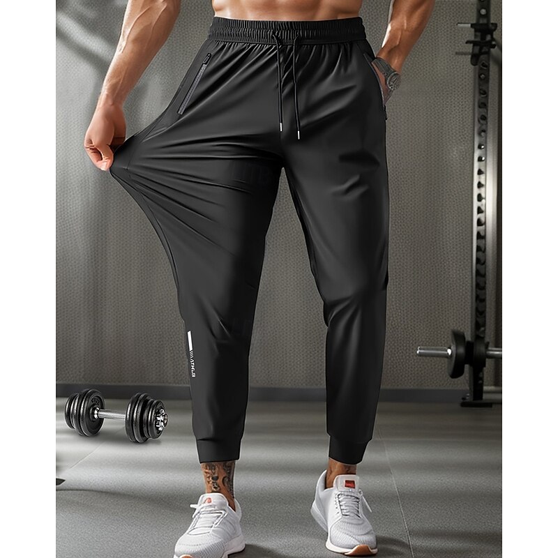 Men's Athletic Pants GYM Pants Running Pants Training Athletic Daily High Stretch Comfortable Breathable Pocket Elastic Waist Drawstring Plain Full Length Sports Casual Activewear Black Grey