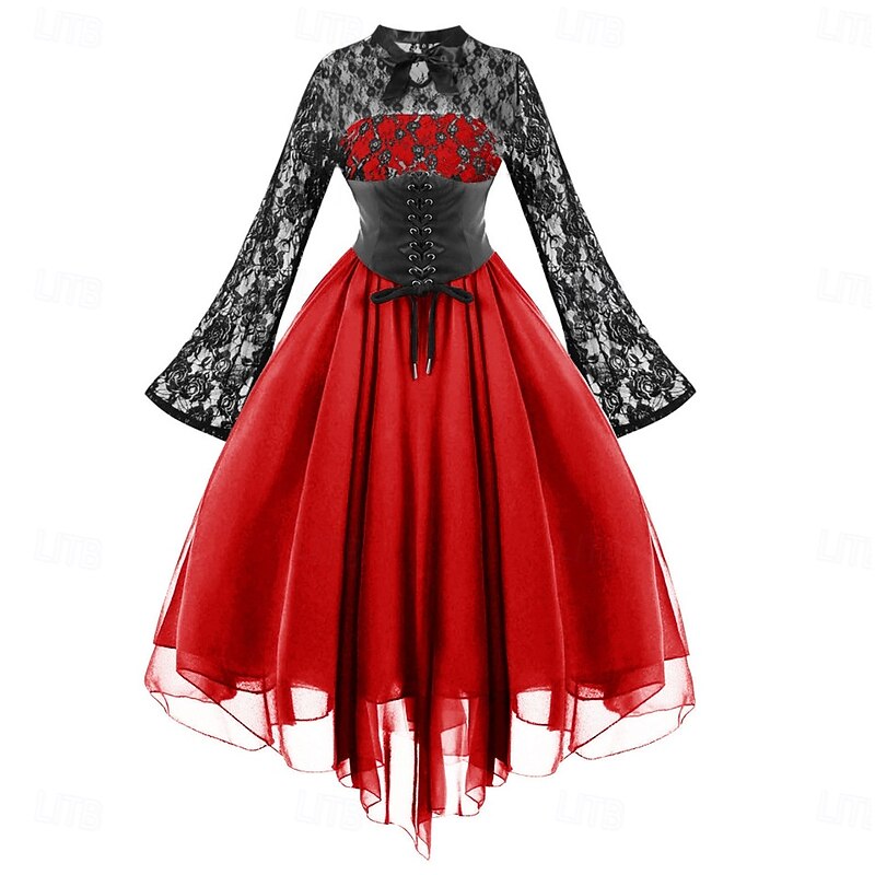 Retro Vintage Punk & Gothic Dress Masquerade Witch Lace Fancy Dress Women's Fantasy Steampunk Walpurgis Night Halloween Carnival Masquerade Halloween Event / Party Adults' Dress4