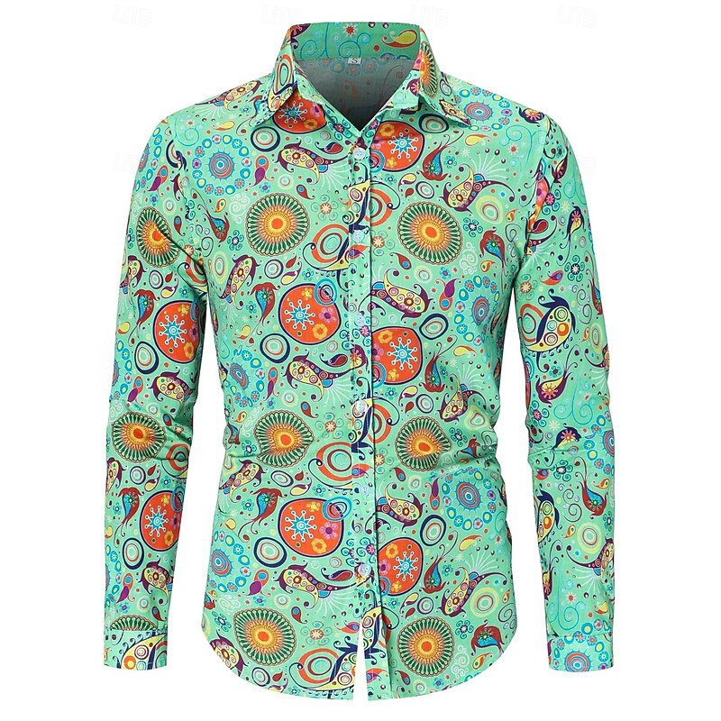 Retro Vintage 1970s Shirt Hippie Bohemian Fancy Dress Men's Party Daily Wear Pride Parade Adults' Shirt