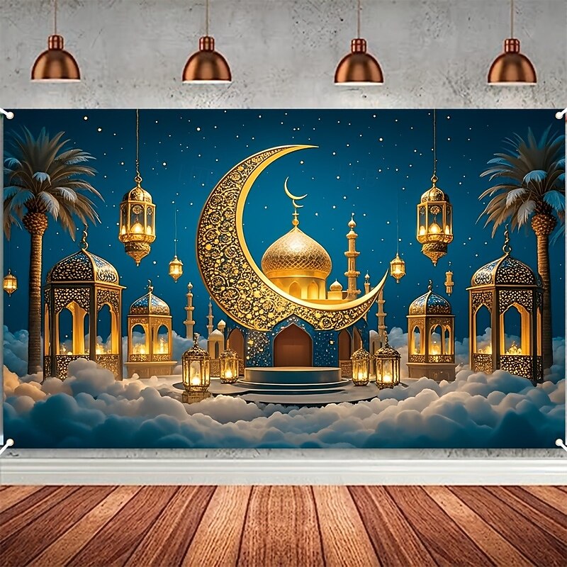 Ramadan Kareem Mubarak Hanging Tapestry Wall Art Large Tapestry Mural Decor Photograph Backdrop Blanket Curtain Home Bedroom Living Room Decoration4