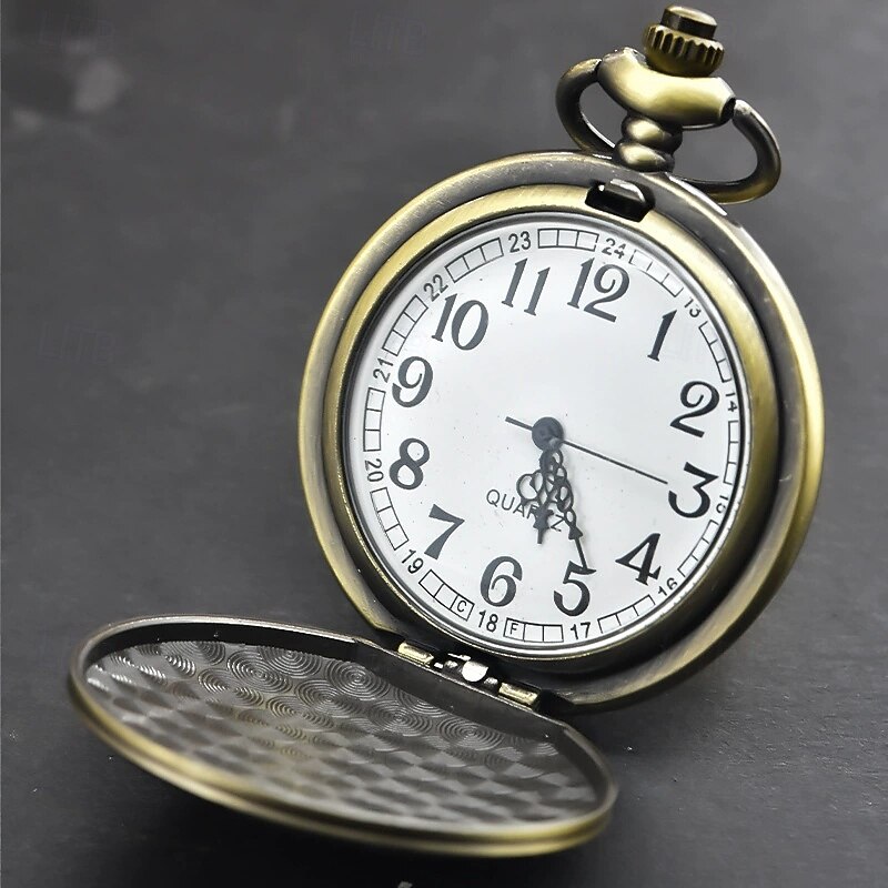 Bronze Vintage Necklace Pocket Watch Roman Memorial Large Open-fronted Chatelaine Quartz Pocket Watch Top Hanging Watch