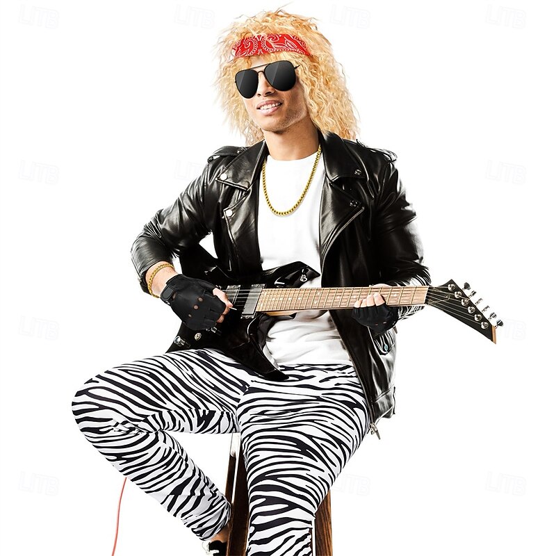 Retro Vintage 1980s Fancy Cosplay Costume Outfits Cosplay Wigs Pop Star Rocker Fancy Dress Men's Masquerade Party Pride Parade Pride Month Adults' Pants Gloves More Accessories4