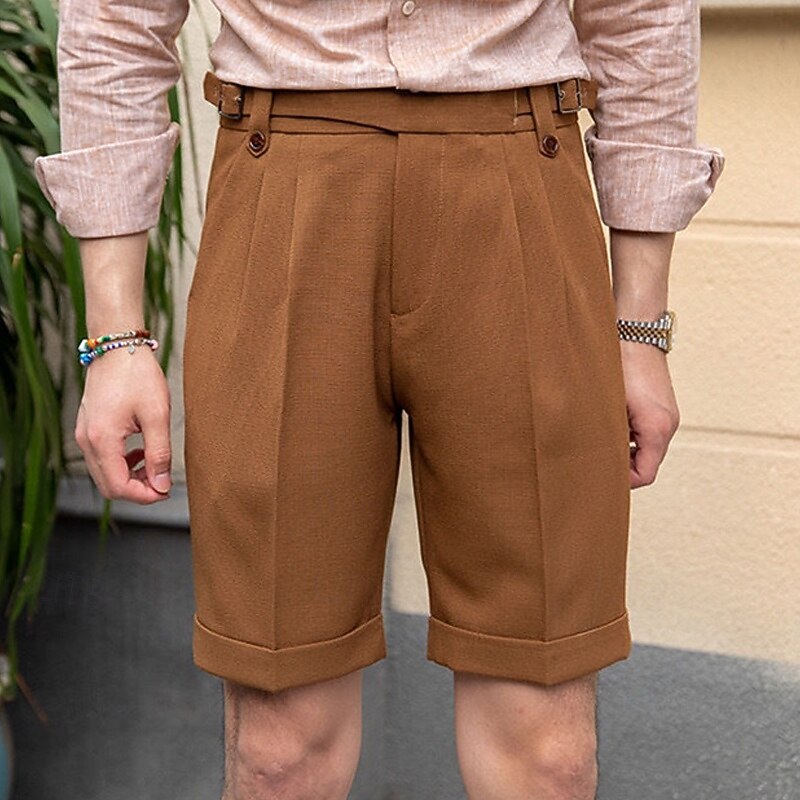 Men's Dress Shorts Summer Shorts Work Shorts Casual Shorts Pocket Plain Comfort Short Formal Party Work Fashion Classic Style Black White Micro-elastic2