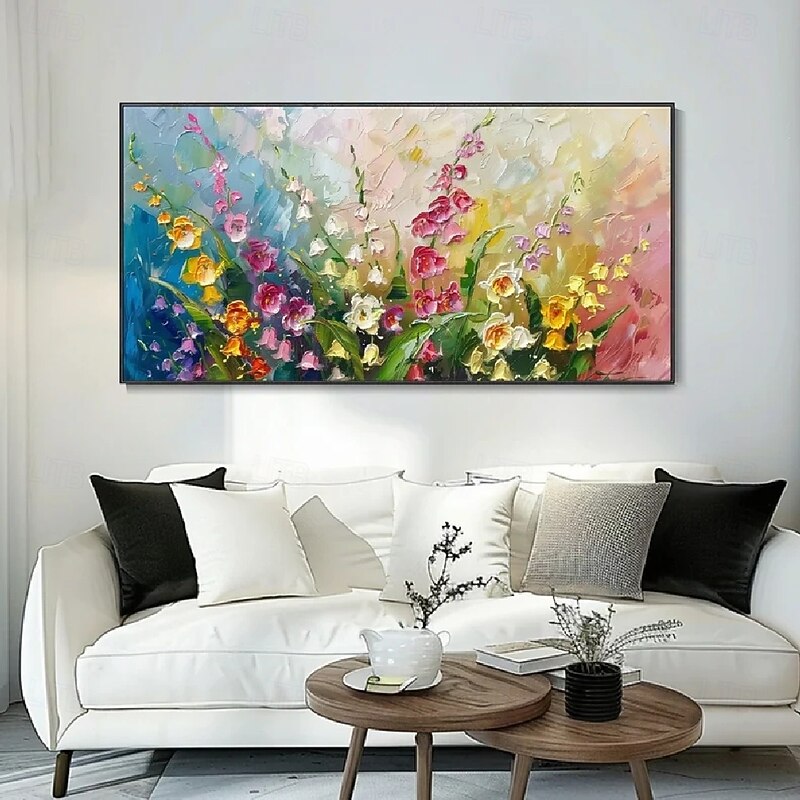 flower oil painting hand painted Wild flowers Painting handmade 3D Texture Blooming Flower Painting Canvas Extra Large Size Flora painting Wall Art Botanical painting Wall Art Decor Rose Art3