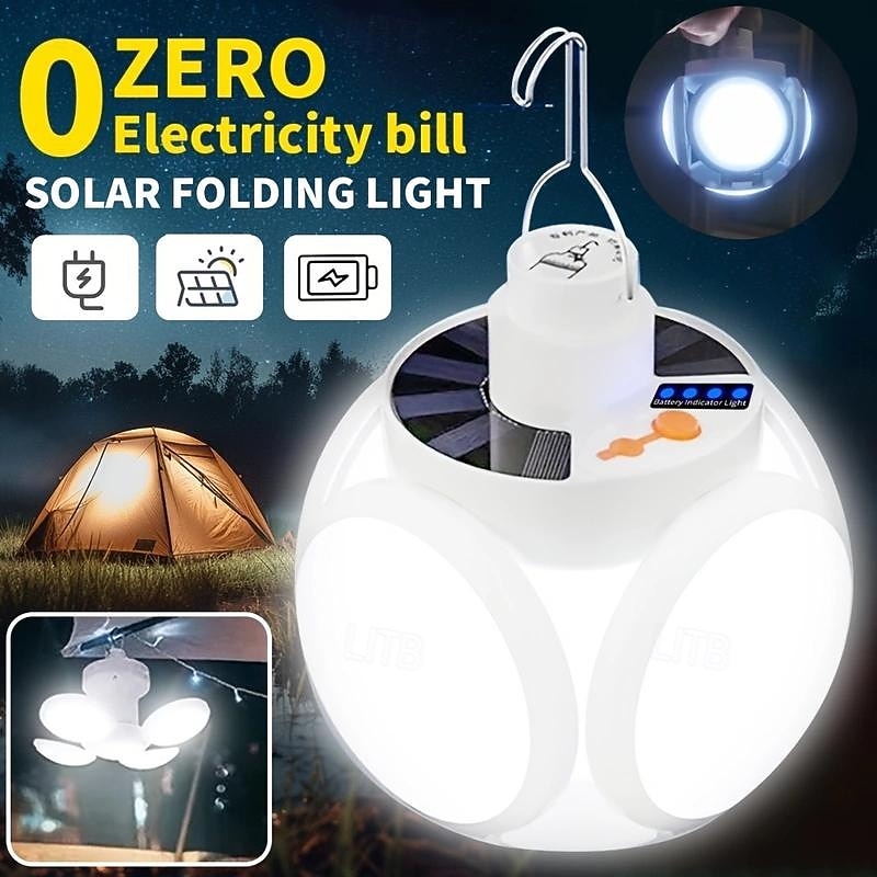 1pc Outdoor Solar Spherical Lamp, USB Charging, Ideal for Camping, Stall, Fishing and Emergency Lighting