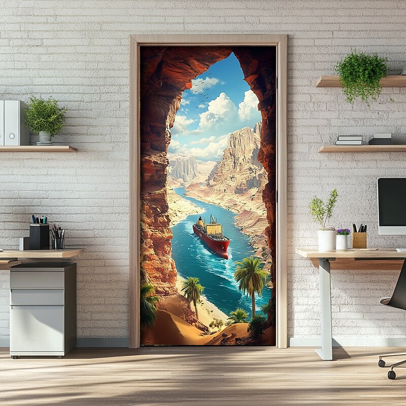 Landscape Door Decorations Door Covers Summer Cave Door Tapestry Door Curtain Decoration Backdrop Indoor/Outdoor Door Banner for Front Door Farmhouse4