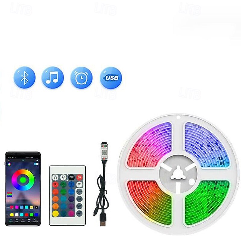 30M LED Strip Lights for Bedroom – RGB Permanent Strip Lights with Remote & App Control for Room and Home Party Decoration3