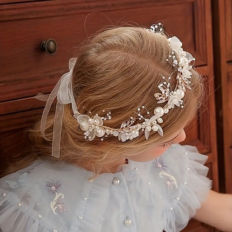 Kids Girls' Hair Accessories Flower Wreath Active Sweet Party Birthday Floral White Pink3